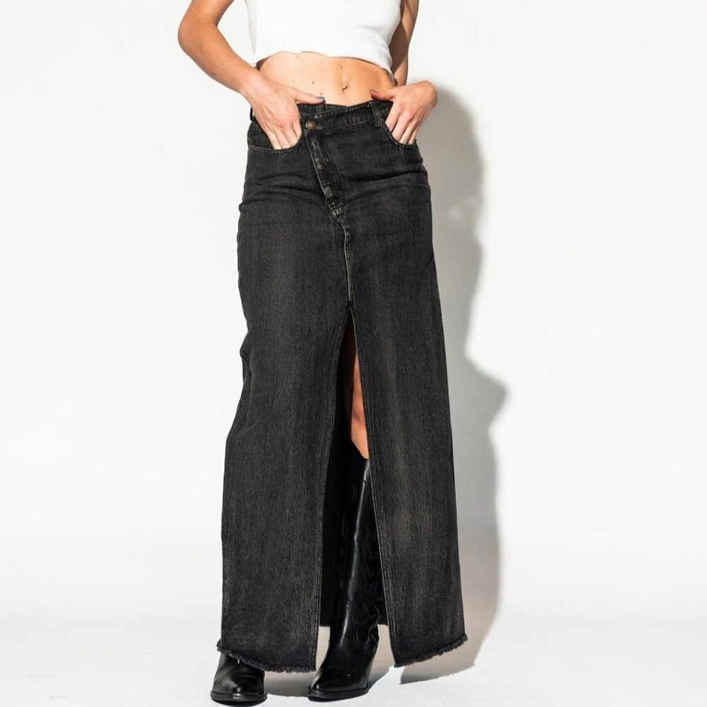 Dressed In LALA - Don’t Kill My Vibe Denim Skirt L